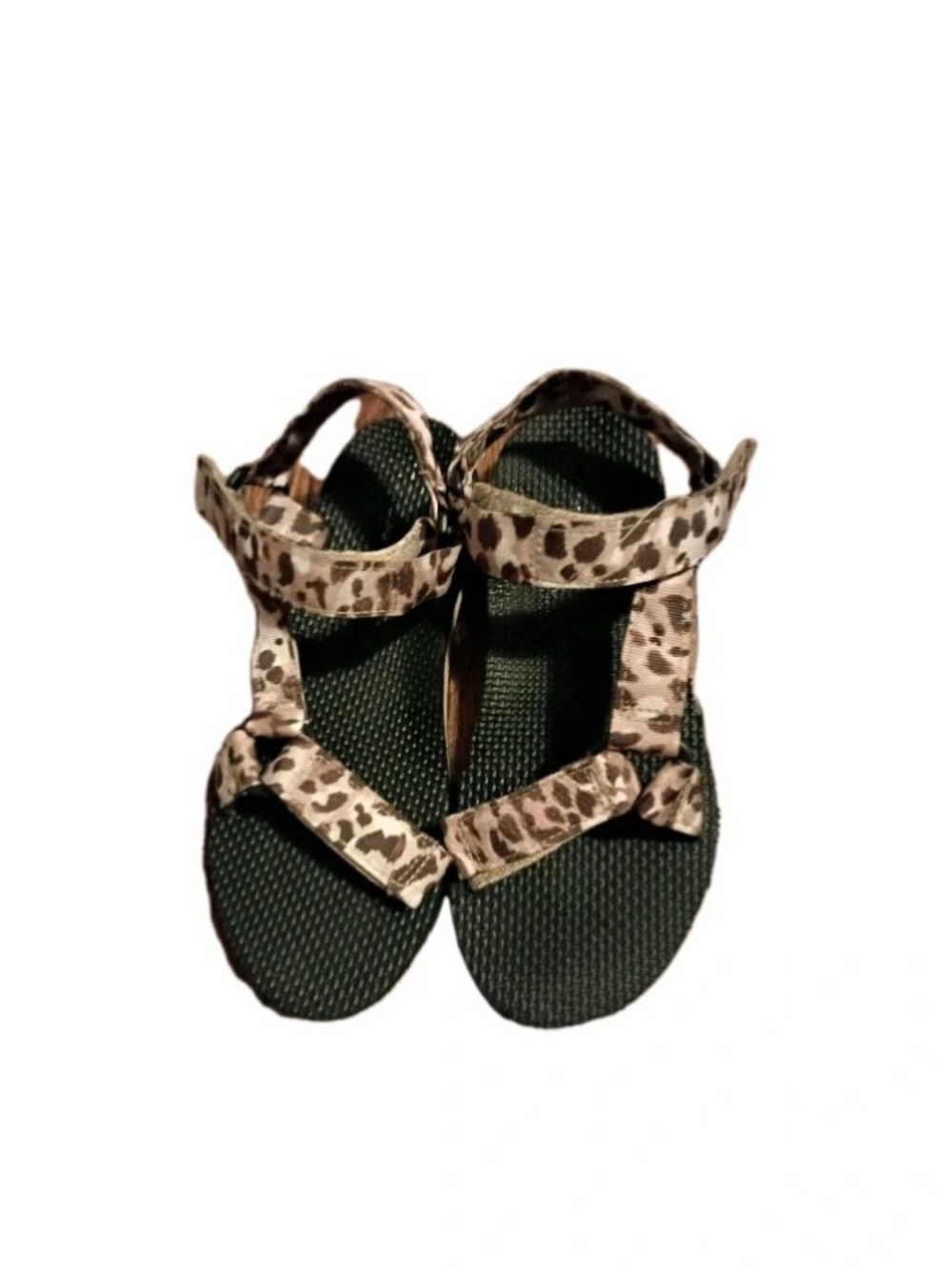 Leopard Print Strap Sandals in Brown Size 7